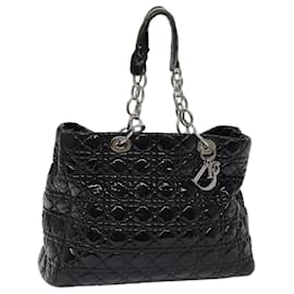 Christian Dior-Christian Dior Lady Dior Canage Tote Bag Charol Negro Auth 71187-Negro