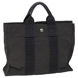 Hermès-HERMES Her Line PM Tote Bag Canvas Gray Auth 72033-Grey