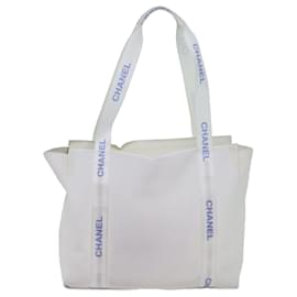 Chanel-CHANEL Einkaufstasche PVC Weiß CC Auth bs13602-Weiß