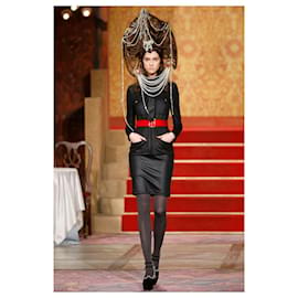 Chanel-New CC Eagle Charm Black Pencil Skirt-Black