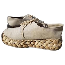 Robert Clergerie-Sapatos de lona cru cor creme-Bege,Castanho claro,Caramelo,Palha