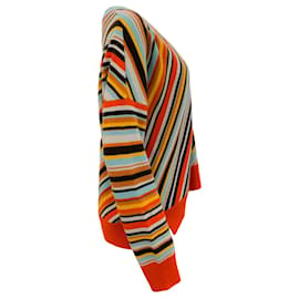 Marni-Marni – Orangefarbener, mehrfarbiger Cardigan aus Wolle mit Streifen-Mehrfarben