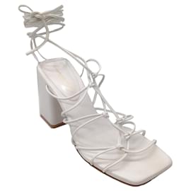 Gianvito Rossi-Gianvito Rossi White Lace Up Leather Sandals-White