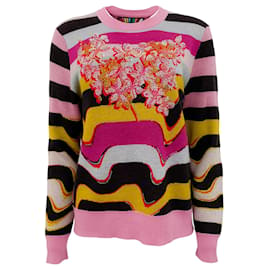 Autre Marque-Libertine Pink Stripe Sweater with Crystal Details-Pink