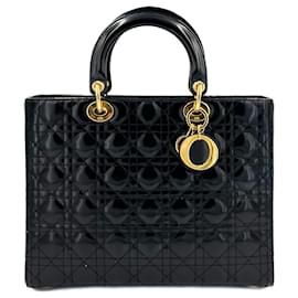 Dior-Lady Dior Grand Zip Cuir d'Agneau Cannage 2-Ways Sac cabas Noir-Noir
