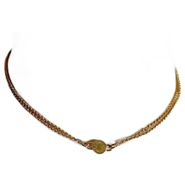 Hermès-Collar pequeño Charniere de metal bañado en oro Beige-Beige