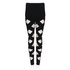 Leggings a scacchi con pannelli trasparenti di Balmain Nero