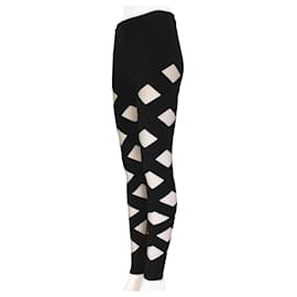 Balmain-Leggings a cuadros con paneles transparentes de Balmain.-Negro