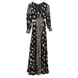LoveShackFancy Aneesha Cut-Out Maxikleid aus schwarzer Seide Schwarz