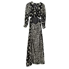 LoveShackFancy-Vestido maxi recortado LoveShackFancy Aneesha em seda preta-Preto