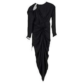 Autre Marque-Dodo Bar Or Embellished Asymmetric Dress in Black Silk-Black