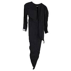Autre Marque-Dodo Bar Or Embellished Asymmetric Dress in Black Silk-Black
