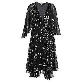 Abito midi LoveShackFancy Solana in seta nera Nero