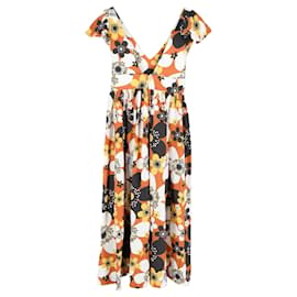 Autre Marque-Dodo Bar Or Jenny Long Floral Dress in Multicolor Cotton-Brown