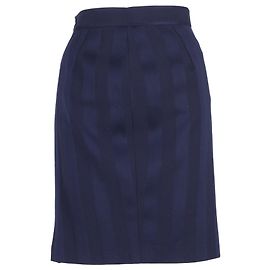Thierry Mugler Stripe Skirt in Blue Wool Blue