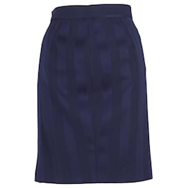 Thierry Mugler-Thierry Mugler Stripe Skirt in Blue Wool-Blue