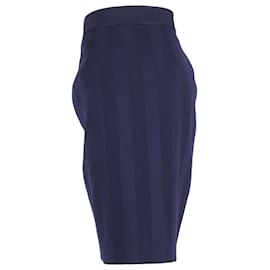 Thierry Mugler-Thierry Mugler Stripe Skirt in Blue Wool-Blue