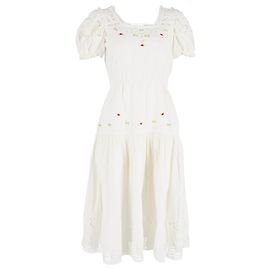 LoveShackFancy Puffärmelkleid aus weißer Baumwolle Weiß