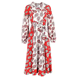 Autre Marque-Dodo Bar Or Harrison Midikleid mit Paisley-Print aus roter Seide-Rot