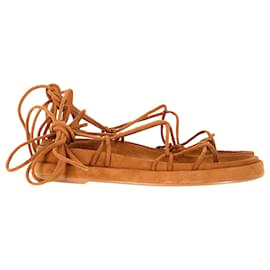 Autre Marque-Porte & Paire Strappy Sandals in Brown Suede-Brown
