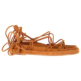 Autre Marque-Riemchensandalen aus braunem Wildleder von Porte & Paire-Braun