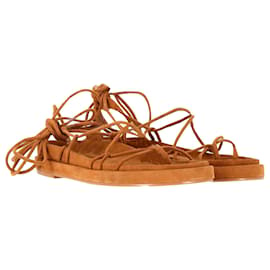 Autre Marque-Porte & Paire Strappy Sandals in Brown Suede-Brown
