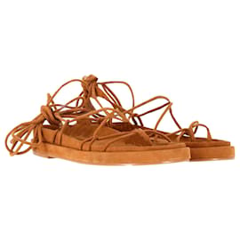 Autre Marque-Riemchensandalen aus braunem Wildleder von Porte & Paire-Braun