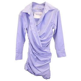 Minivestido camisa drapeado Alexander Wang em algodão azul Azul