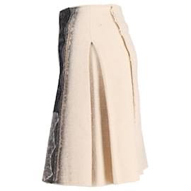 Bottega Veneta-Bottega Veneta Guipure Lace Skirt in Cream Wool-White,Cream