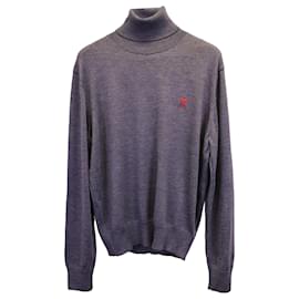 Ami Paris-Ami De Coeur Turtleneck Sweater in Grey Wool-Grey