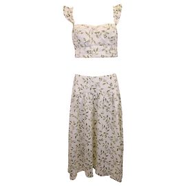 Set due pezzi Reformation Junie in lino verde e crema Verde