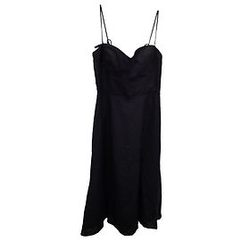 Vestido midi Reformation Nebraska en lino negro Negro