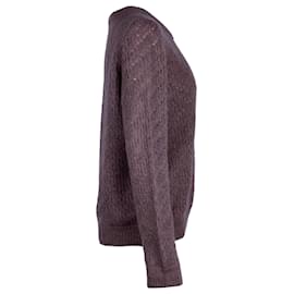 Apc-A.P.C. Buttoned-Shoulder Knit Sweater in Brown Acrylic and Mohair Blend-Brown