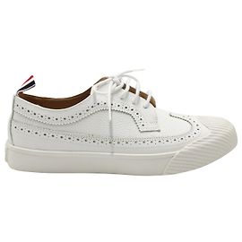 Thom Browne Longwing Sneaker Brogues in White Leather White