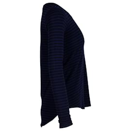 Theory-Theory Striped Long-Sleeve Top in Navy Blue and Black Viscose-Blue,Navy blue