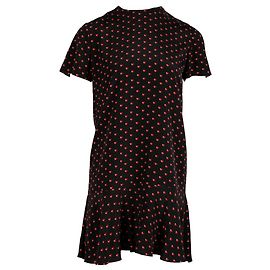 Miniabito Saint Laurent con stampa cuori in cotone nero Rosso