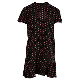 Saint Laurent-Saint Laurent Heart-Print Mini Dress in Black Cotton-Red