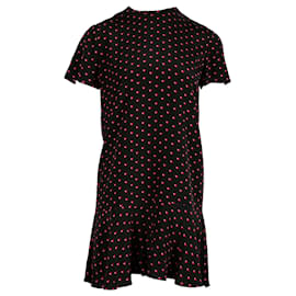 Saint Laurent-Minivestido Saint Laurent com estampa de coração em algodão preto-Vermelho