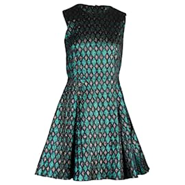 Dolce & Gabbana-Dolce & Gabbana Mini vestido largo sem mangas em poliéster verde metálico-Verde