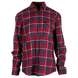 Hugo Boss-Camisa xadrez Hugo Boss Regular Fit em algodão vermelho-Outro