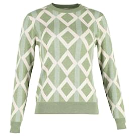 Autre Marque-Dodo Bar Or Printed Crewneck Sweater in Green Cotton-Green