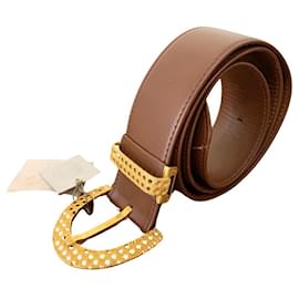 Christian Dior-Christian Dior vintage belt with cannage buckle-Brown