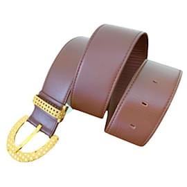 Christian Dior-Christian Dior vintage belt with cannage buckle-Brown