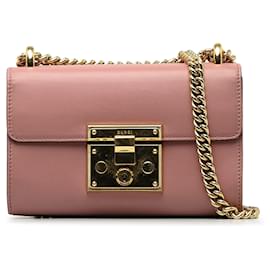 Gucci-Gucci – Kleine Umhängetasche aus Leder mit Vorhängeschloss in Rosa-Pink