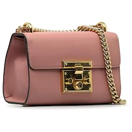 Gucci-Gucci Pink Small Leather Padlock Shoulder Bag-Pink