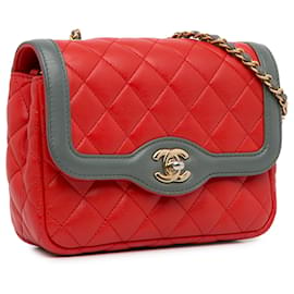 Chanel-Chanel Red Mini Lambskin Two-Tone Day Flap-Red