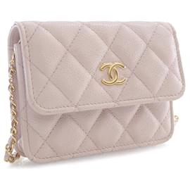 Chanel-Chanel Purple CC Quilted Caviar Coco Card Holder on Chain-Other,Purple