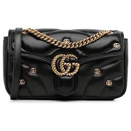 Gucci-Gucci Preto Pequeno GG Marmont 2.0 Bolsa de ombro-Preto