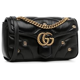 Gucci-Gucci Preto Pequeno GG Marmont 2.0 Bolsa de ombro-Preto