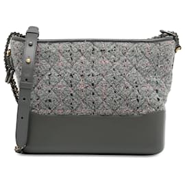 Chanel-Chanel Gray Medium Tweed Gabrielle Crossbody-Brown
